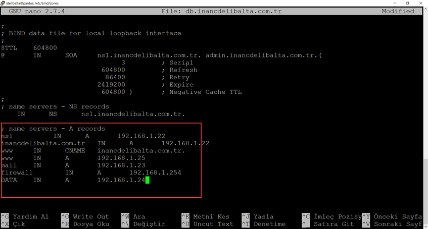 Pardus Sunucu Bind Dns