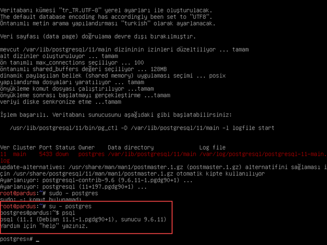 Pardus Sunucu Postgresql Kurulumu